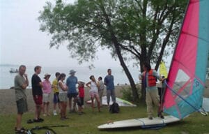 Windsurfing class on land
