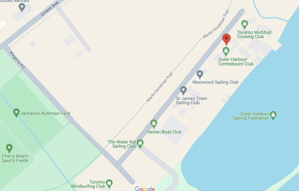 Map of the clubs along Regatta Road