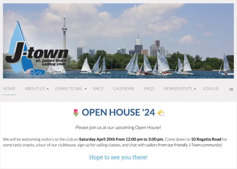 The St James Town Sailing Club webpage invite