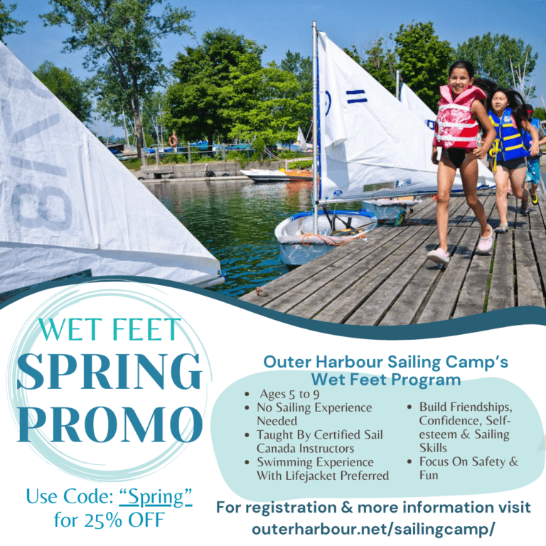 Kids on a dock with words Sailing Camp 25% Promo