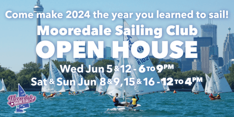 Sailboats with title Mooredale Open House