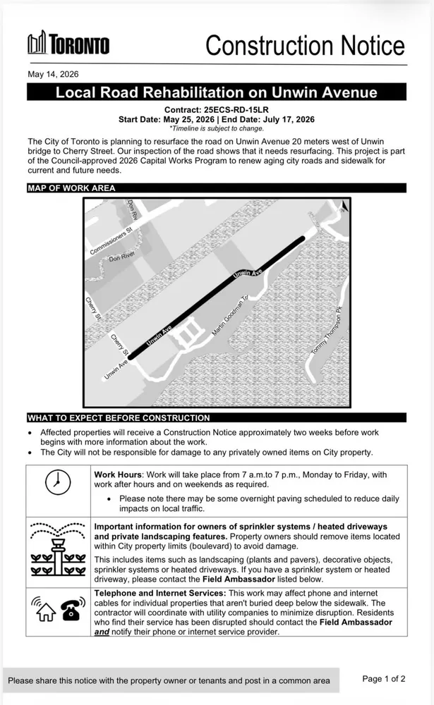 Notice: Unwin Road Resurfacing